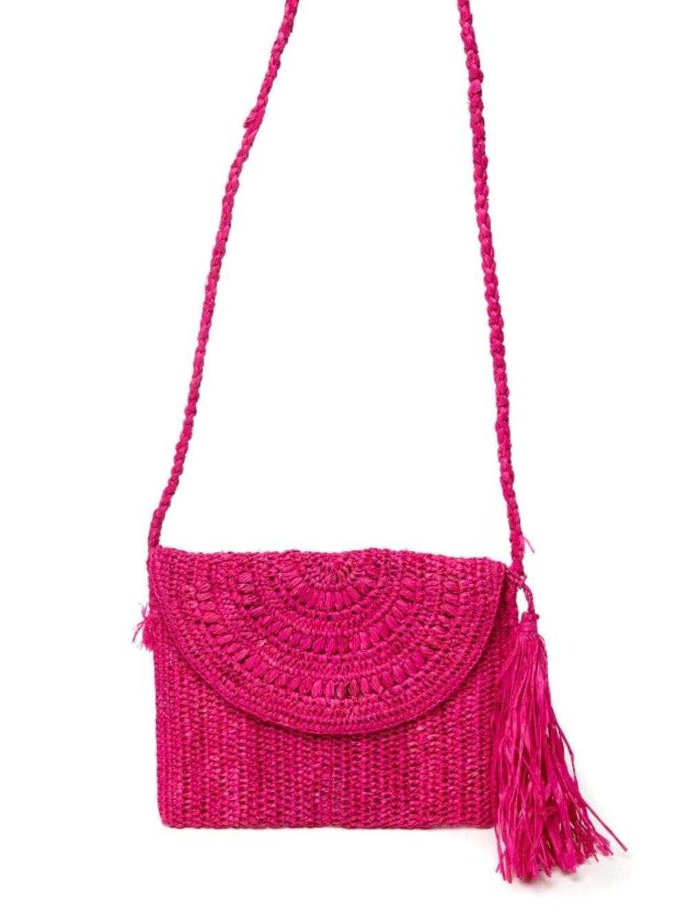 MAR Y SOL NAOMI CROSSBODY BAG HOT PINK STRAW
